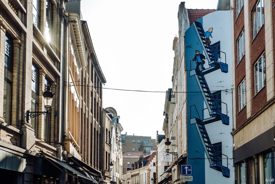 Brussels Comics & Street Art: Private Walking Tour - Tintin mural: a large image moment you can’t miss